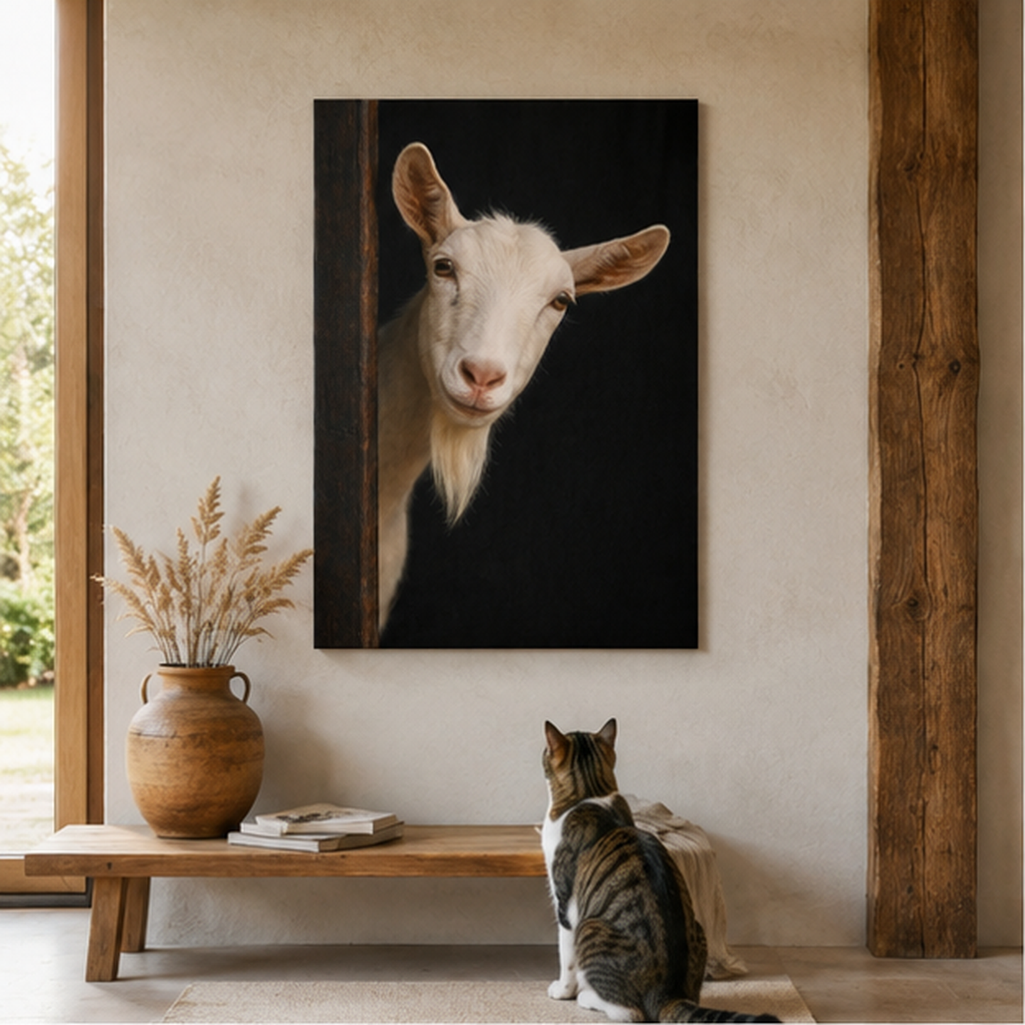Leinwand Tierportrait Ziege bespannter Keilrahmen