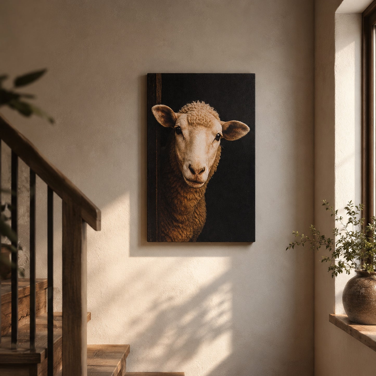 Leinwand Tierportrait Schaf bespannter Keilrahmen