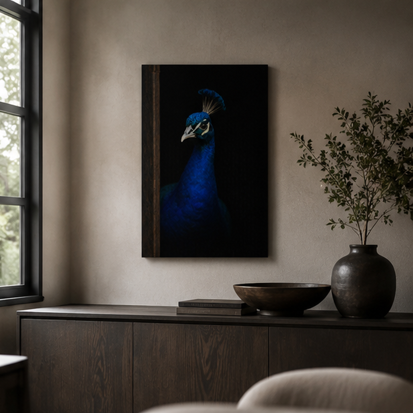 Leinwand Tierportrait Pfau bespannter Keilrahmen