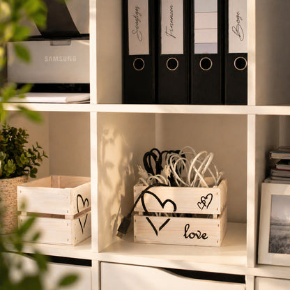 3er Set Holzkiste "love" weiß washed klein