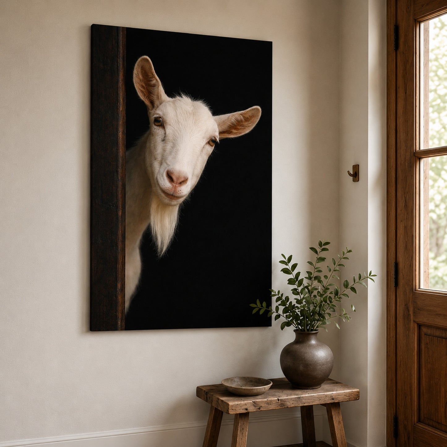 Leinwand Tierportrait Ziege bespannter Keilrahmen