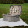 Picknickkorb mit Decke m Seilgriffe u Inhalt für 4 Pers natur