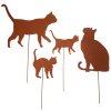 Gartenstecker Rost Katzen 4er Set